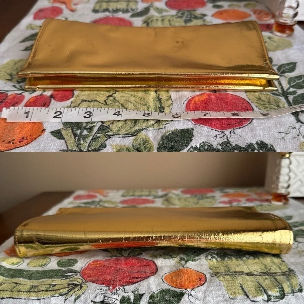 Vintage gold foil snap closure clasp handbag